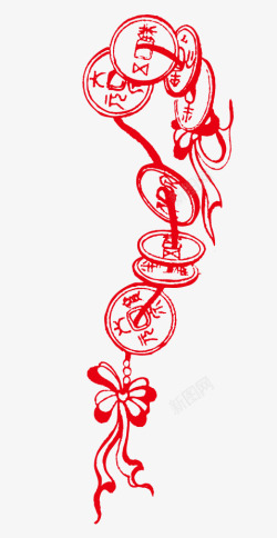 中国传统花边铜钱串纹样高清图片
