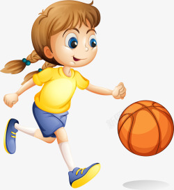 拍篮球儿童节打篮球的女孩高清图片