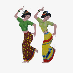 傣族姑娘手绘跳舞的傣族姑娘高清图片