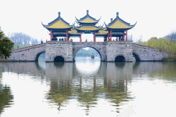 古代城堡桥梁烟花三月下扬州高清图片