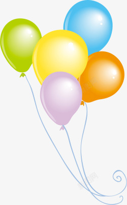 五个气球彩色卡通气球六一儿童节主题高清图片