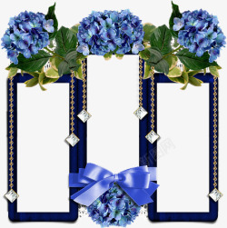 长方形花蓝色花装饰相框高清图片