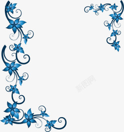 花花朵蓝色淘宝花纹素材