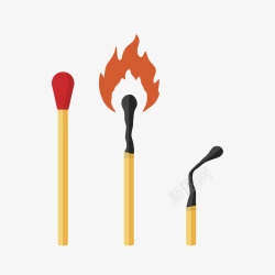红色取火工具着火的火柴棒卡通素材