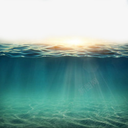 蓝色水印穿透海面的阳光高清图片