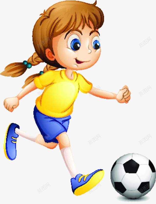 卡通足球美女png免抠素材_88icon https://88icon.com 免扣美女 卡通 奔跑的女生 足球美女 踢足球的女生