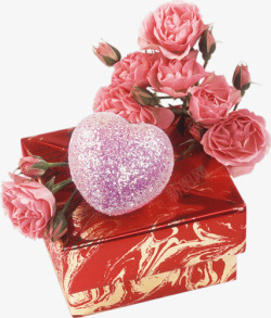 芙蓉花装饰的礼物盒子素材