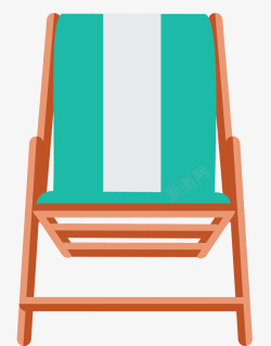 湖蓝色卡通扁平沙滩椅素材
