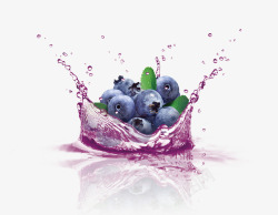 草莓果汁飞溅蓝莓水果高清图片