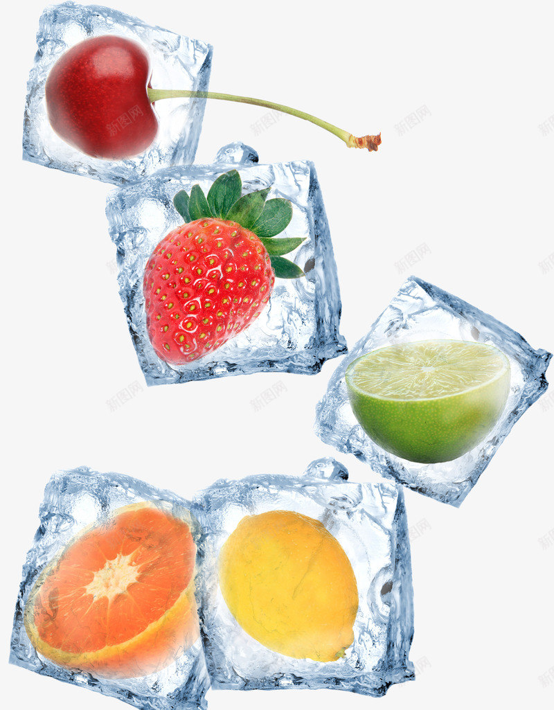 水果冰块png免抠素材_88icon https://88icon.com 冰块 柠檬 樱桃 橘子 橙子 正方形冰块 草莓 青柠
