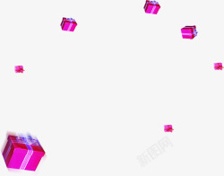 紫色卡通飞舞漂浮礼盒素材