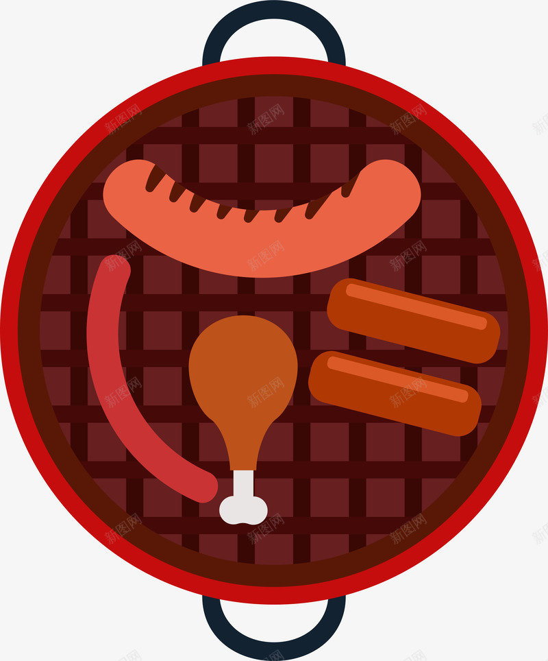 卡通扁平化烧烤烤肉png免抠素材_88icon https://88icon.com BBQ 卡通 扁平化 烧烤 矢量图案 美食 餐饮食物