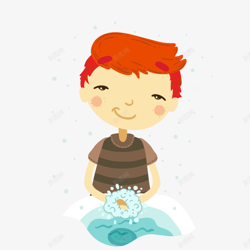 卡通男孩洗手png免抠素材_88icon https://88icon.com 卡通男孩 手盆 手部消毒 洗手 洗手宣传海报 洗漱 照镜子 矢量洗手图