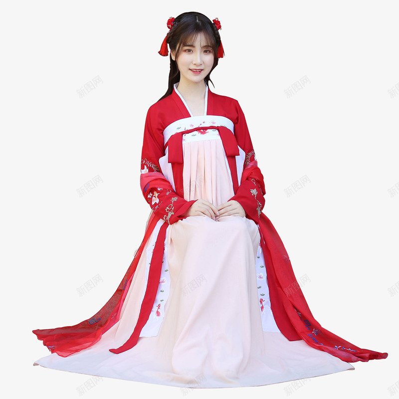 汉服古装图png免抠素材_88icon https://88icon.com 免抠图 古装 古风衣服 汉服 汉服少女 红色裙子 襦裙