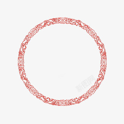 圆形古典纸质边框红色古风古典圆圈高清图片