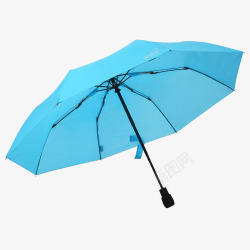 蓝色的晴雨伞蓝色自动折叠晴雨伞高清图片