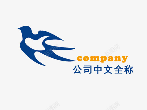蓝色燕子图案的公司标志图标图标
