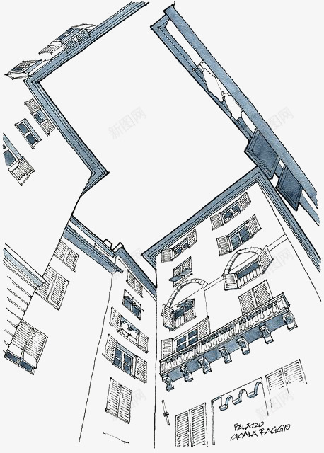 手绘仰视建筑png免抠素材_88icon https://88icon.com 仰视 城市仰视 房子 楼房 速写建筑