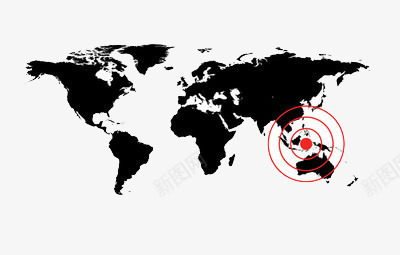 红色标记地球仪上的震源标记图标图标