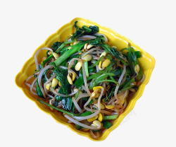 黄色碗里的食物韭菜炒黄豆芽素材