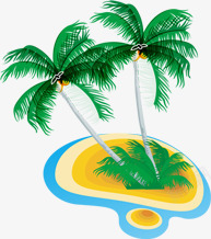 摄影手绘沙滩椰子树素材