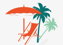 椰树沙滩椅遮阳伞素材