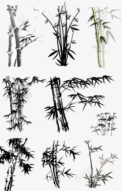 涂鸦植物黑色竹子素材