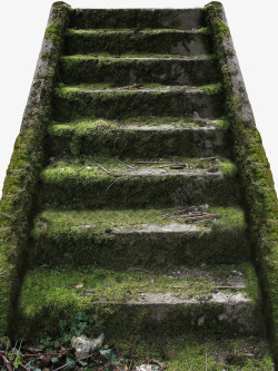 木头台阶楼梯绿色青苔石阶高清图片