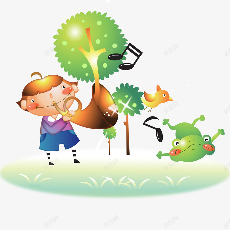 儿童与青蛙一起唱歌矢量图ai免抠素材_88icon https://88icon.com 世界儿歌日 人物设计 儿童 卡通 在森林唱歌 青蛙 矢量图
