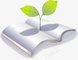 书本绿色树叶图案矢量图素材
