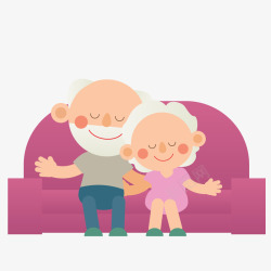 老年夫妇一对坐在沙发上的夫妇矢量图高清图片