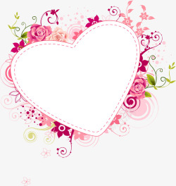 粉色美丽花朵爱心边框素材