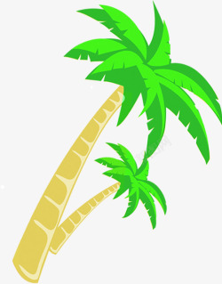 手绘卡通沙滩海边椰子树植物素材