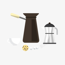 土耳其咖啡壶简约扁平化咖啡器具矢量图高清图片
