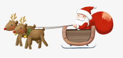 麋鹿拉圣诞老人雪橇车素材