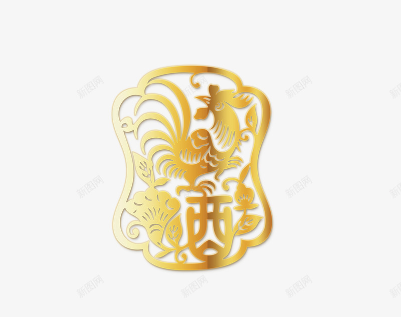 鸡年金色盾牌png免抠素材_88icon https://88icon.com 御守 护身符 新年 春节 盾牌