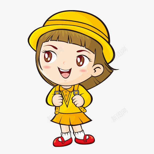 戴帽子的黄色小女孩png免抠素材_88icon https://88icon.com 上学 书包 免扣png下载 卡通人物 卡通女孩 卡通手绘 背书包的学生