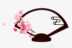 花朵轮廓中国风扇子图框高清图片