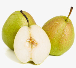 新鲜皇冠梨切开的水果高清图片