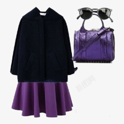 紫色热卖背景深色短呢外套搭配图高清图片