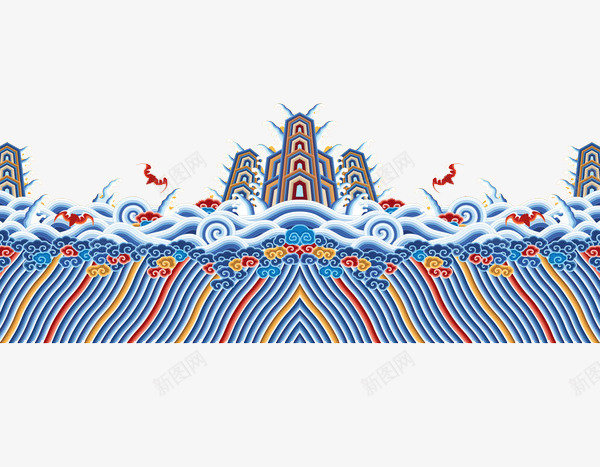 蓝色江崖海水纹png免抠素材_88icon https://88icon.com 中国纹样 中式 中式纹样 传统式样 古代清代龙袍 古典传统纹样 江水山崖 波浪水波 海水江崖 海水江崖海浪 海水江崖纹 海水浪花 海水祥云 纹 纹样