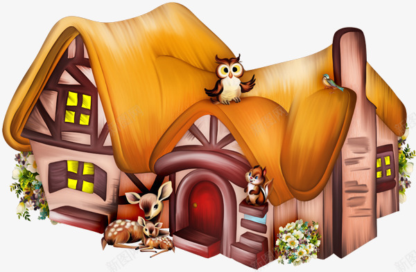 手绘彩铅木质房子png免抠素材_88icon https://88icon.com 动物 可爱房子 小松鼠的房子 房子 房屋 木屋 游戏场景