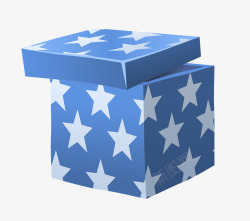 蓝色带星星纹样的盒子素材