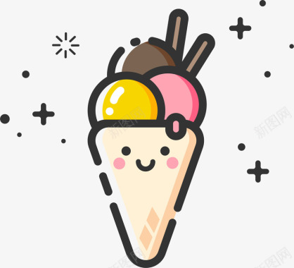 冰mbe风格卡通装饰冰淇淋图标矢量图图标
