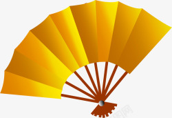 黄色折扇中国风黄色古典扇子高清图片