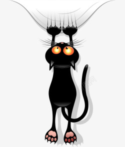 卡通手绘黑色猫抓素材