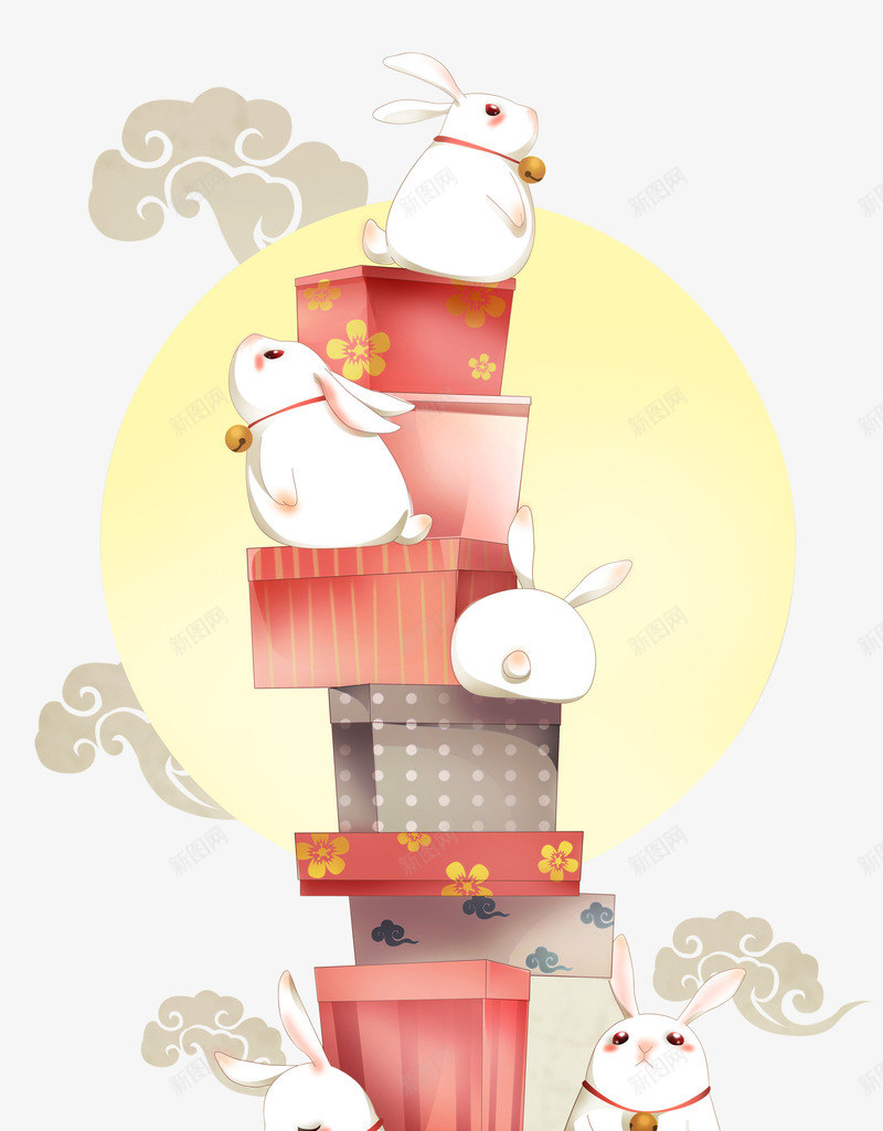 中秋玉兔献礼png免抠素材_88icon https://88icon.com 中秋节 月亮 玉兔 玉兔献礼