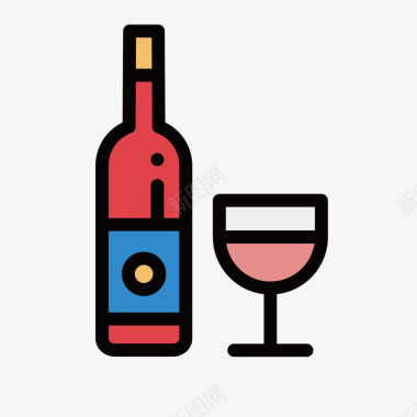 矢量红酒节红色手绘圆角红酒元素矢量图图标图标