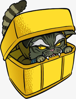 躲在盒子里的猫咪元素素材