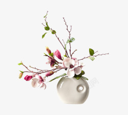 蝴蝶白色创意花卉花瓶摆件高清图片